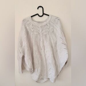 Anthropology Angel Of The North Cream Open-Knit Crewneck Sweater